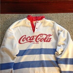Coca Cola Red and Blue Striped Sweatshirt